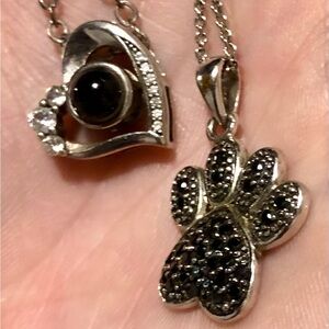Two Silver Necklaces. Beautiful Heart and Paw.
